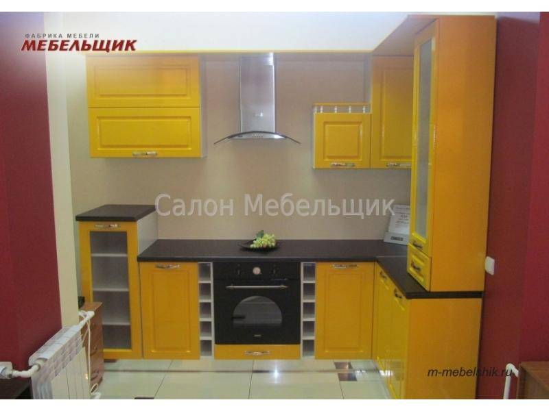 желтая угловая кухня из мдф в Прокопьевске