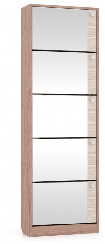 тумба для обуви мд-5 с зеркальными дверками, цвет ясень шимо тёмный/ясень шимо светлый в Прокопьевске