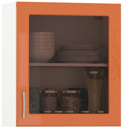 шкаф навесной 600 витрина 1 дверь кухня сандра манго глянец/белый в Прокопьевске