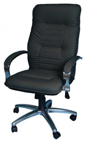 кресло астро 1х эко-кожа, цвет чёрный, высокая спинка, хромированные крестовина и подлокотники(обтянуты кожей) в Прокопьевске