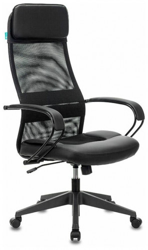 кресло для руководителя бюрократ бюрократ ch-608, обивка: текстиль, цвет: ткань tw-11 (черная)/сетка tw-01 (черная)/экокожа черная в Прокопьевске