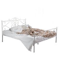 кованая двуспальная кровать 180х200 с двумя спинками белая валенсия в Прокопьевске