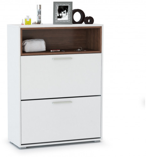 тумба под обувь лайт 08.136, цвет орех селект каминный/белый премиум в Прокопьевске