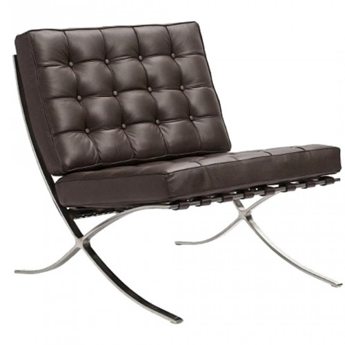 кресло barcelona chair кожа коричневое в Прокопьевске