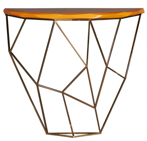 консоль geometric 100x38x90 золото, коричневая столешница в Прокопьевске