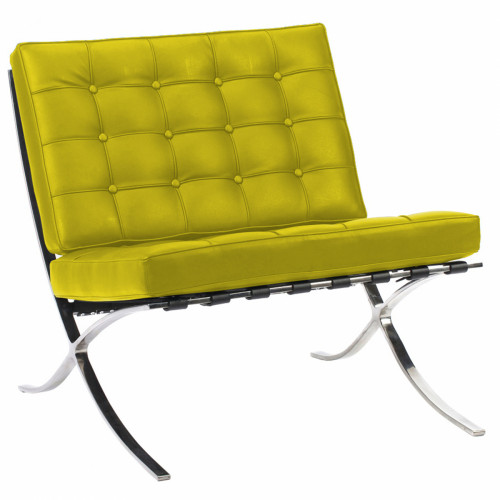 кресло barcelona chair кожа лимонное в Прокопьевске