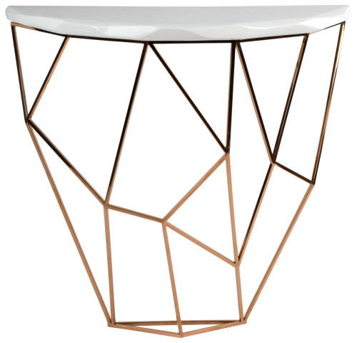 консоль geometric 100x38x90 золото, белая столешница в Прокопьевске