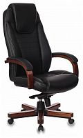 кресло для руководителя бюрократ бюрократ t-9923 walnut, обивка: натуральная кожа, цвет: кожа (black) в Прокопьевске