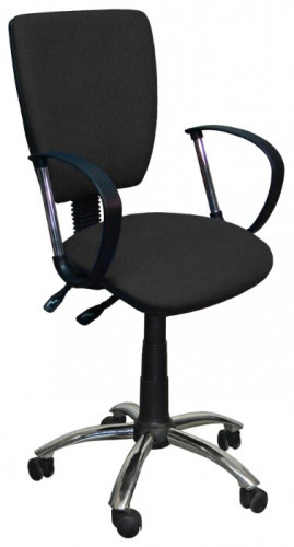 кресло компьютерное ультра люкс хром эко-кожа, цвет чёрный, подлокотники фактор хром в Прокопьевске