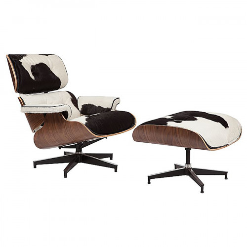 кресло lounge chair & ottoman черно-белое в Прокопьевске